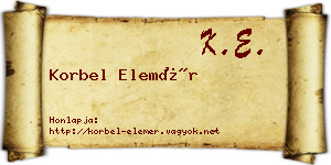 Korbel Elemér névjegykártya