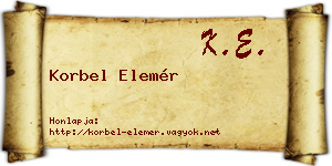 Korbel Elemér névjegykártya